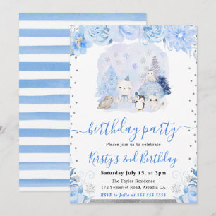 Waterverf Bloemen Arctische Dieren Kinderverjaarda Kaart