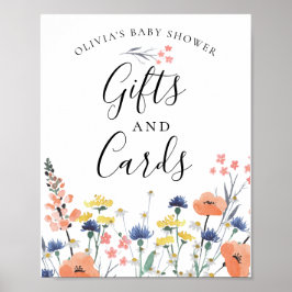 Waterverf bloemen baby cadeaukaarten bord poster