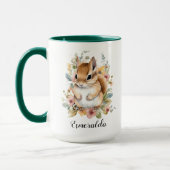 Waterverf Bloemen Baby Eekhoorn & baby Pinguïn Mok (Links)