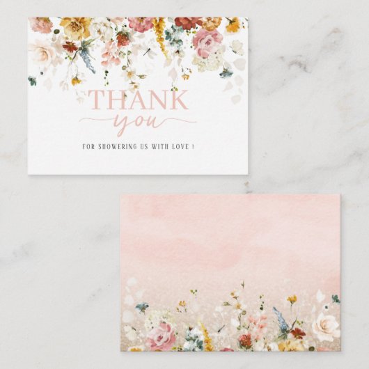 Waterverf bloemen baby in bloem dank je baby notitiekaartje (Voorkant / Achterkant)