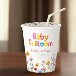 Waterverf Bloemen Baby in Bloom Baby shower Cups Papieren Bekers