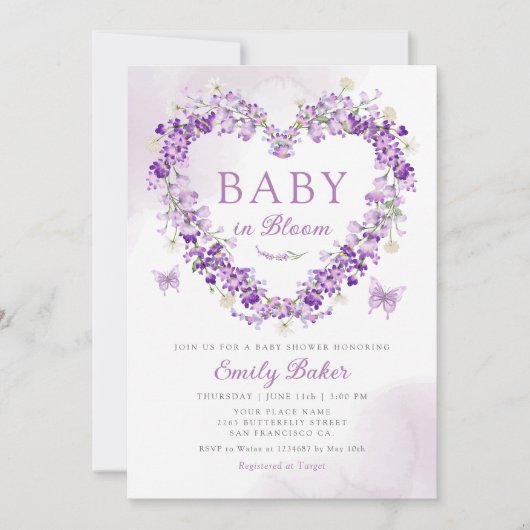 Waterverf Bloemen Baby in Bloom Meisje Baby shower Kaart (Voorkant)