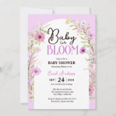 Waterverf Bloemen Baby in Bloom Paarse Baby shower Kaart (Voorkant)