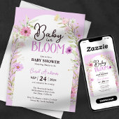 Waterverf Bloemen Baby in Bloom Paarse Baby shower Kaart