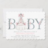 Waterverf Bloemen Baby Meisje Douche Uitnodigingen (Voorkant)