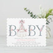 Waterverf Bloemen Baby Meisje Douche Uitnodigingen (Staand voorkant)