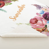 Waterverf Bloemen Baby Meisje Roze Sinaasappel Naa Sherpa Deken (3/4)