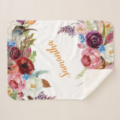 Waterverf Bloemen Baby Meisje Roze Sinaasappel Naa Sherpa Deken (Voorkant (horizontaal))