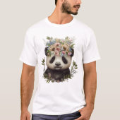 Waterverf Bloemen Baby Panda Schattige T-shirt (Voorkant)