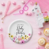 Waterverf bloemen Baby shower Borden papier Papieren Bordje (Feest)