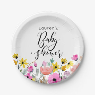 Waterverf bloemen Baby shower Borden papier Papieren Bordje