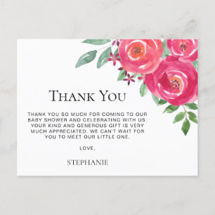 Waterverf Bloemen Baby Shower Dank Je Briefkaart