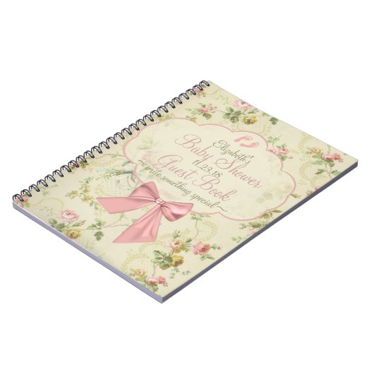  Waterverf bloemen Baby shower Gastboek Notitieboek (Linkerzijde)