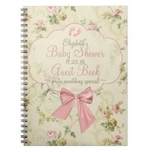 Waterverf bloemen Baby shower Gastboek Notitieboek