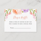 Waterverf Bloemen Baby shower Luier Raffle Kaart (Voorkant)