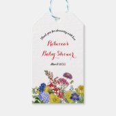 Waterverf Bloemen Baby Shower met Wilde Bloemen Cadeaulabel (Voorkant)