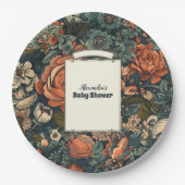  Waterverf Bloemen Baby shower Papieren Bordje (Voorkant)
