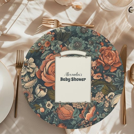  Waterverf Bloemen Baby shower Papieren Bordje