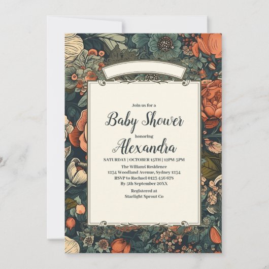 Waterverf Bloemen Baby shower Uitnodiging (Voorkant)