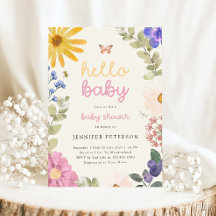  Waterverf Bloemen Baby shower Uitnodiging