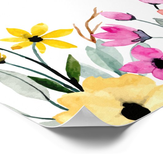 Waterverf bloemen Baby shower WelkomstPoster Poster (Hoek)