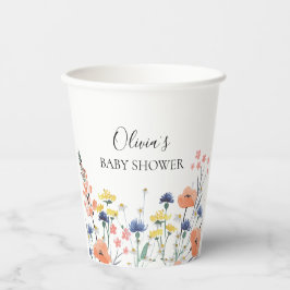 Waterverf bloemen baby shower wildflower papieren bekers