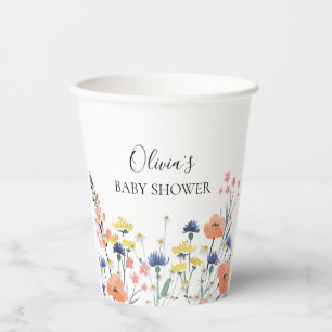 Waterverf bloemen baby shower wildflower papieren bekers