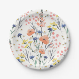 Waterverf bloemen baby shower wildflower papieren bordje