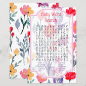 Waterverf bloemen Baby shower Word Search Game (Voorkant / Achterkant)