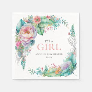 Waterverf Bloemen Baby showers servetten