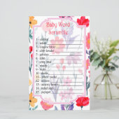 Waterverf bloemen Baby word scramble game (Staand voorkant)