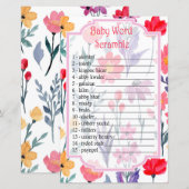 Waterverf bloemen Baby word scramble game (Voorkant / Achterkant)