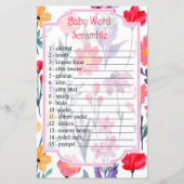 Waterverf bloemen Baby word scramble game (Voorkant)