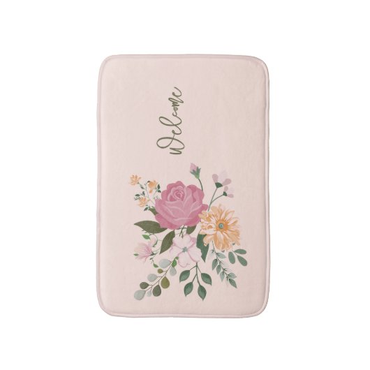 Waterverf bloemen badmat (Voorkant Verticaal)