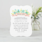 Waterverf Bloemen Banner Aqua bruiloft Uitnodigen Kaart (Staand voorkant)