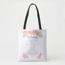 Waterverf Bloemen Beatitudes Schrift Roze Tote Bag