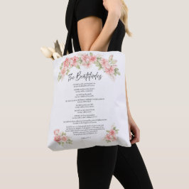 Waterverf Bloemen Beatitudes Schrift Roze Tote Bag