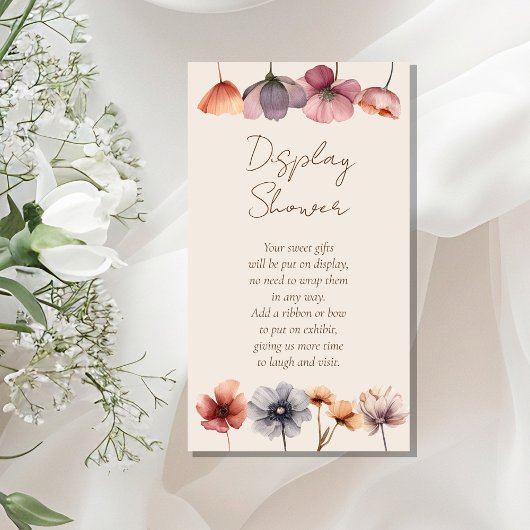 Waterverf Bloemen Beige Baby shower Display Douche Informatiekaartje