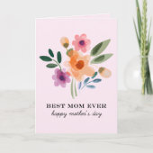 Waterverf Bloemen Beste Moeder Ooit Moederdag Kaart (Voorkant)