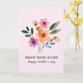 Waterverf Bloemen Beste Moeder Ooit Moederdag Kaart (Gele Bloem)