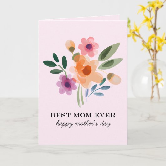 Waterverf Bloemen Beste Moeder Ooit Moederdag Kaart (Gele Bloem)