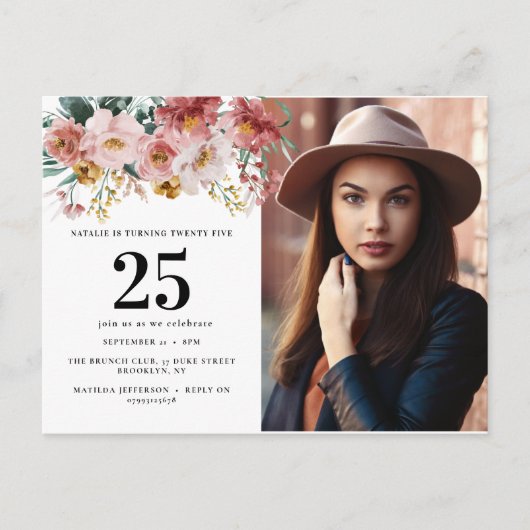 Waterverf bloemen bewerkbare leeftijd foto voor me briefkaart (Voorkant)