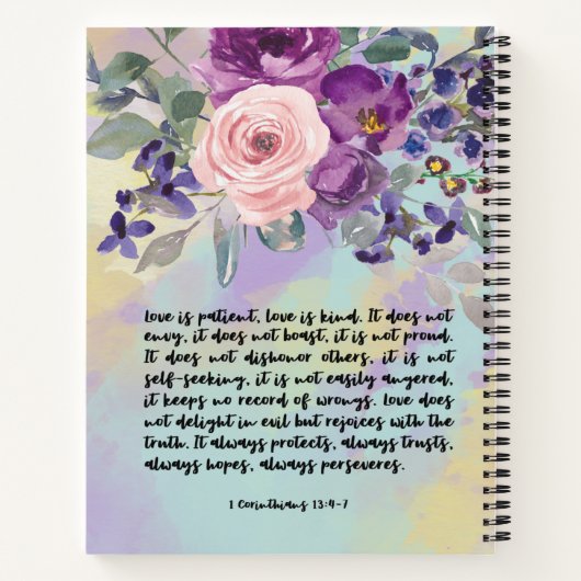 Waterverf Bloemen Bijbel Verse Korintiërs Aangepas Notitieboek (Achterkant)