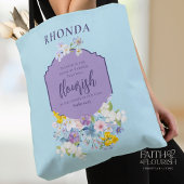 Waterverf Bloemen Bijbelvers Blauw Gepersonaliseer Tote Bag