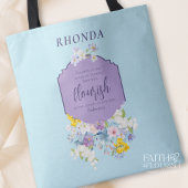 Waterverf Bloemen Bijbelvers Blauw Gepersonaliseer Tote Bag