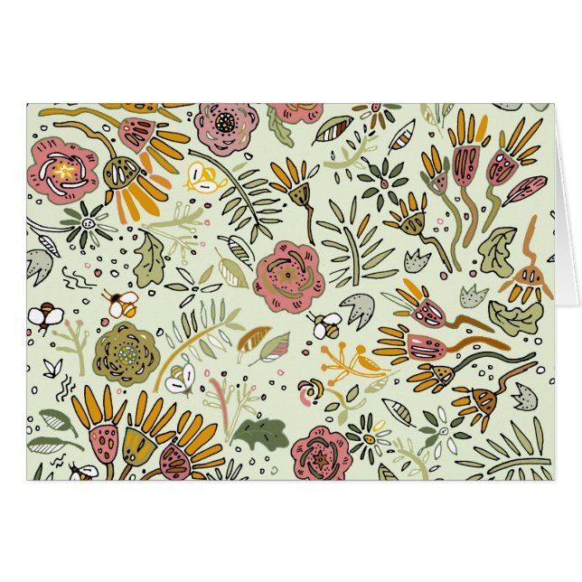 Waterverf Bloemen Bijen Elegant Modern (Voorkant Horizontaal)