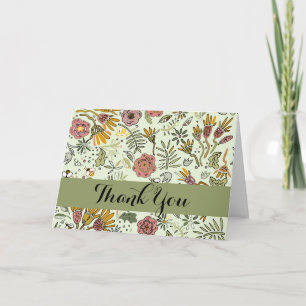 Waterverf Bloemen Bijen Elegant Modern Bedankkaart