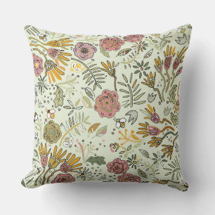Waterverf Bloemen Bijen Elegant Modern Buitenkussen