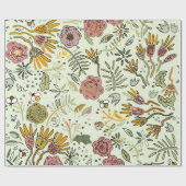 Waterverf Bloemen Bijen Elegant Modern Cadeaupapier (Vlak)