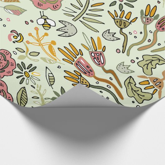 Waterverf Bloemen Bijen Elegant Modern Cadeaupapier (Hoek)